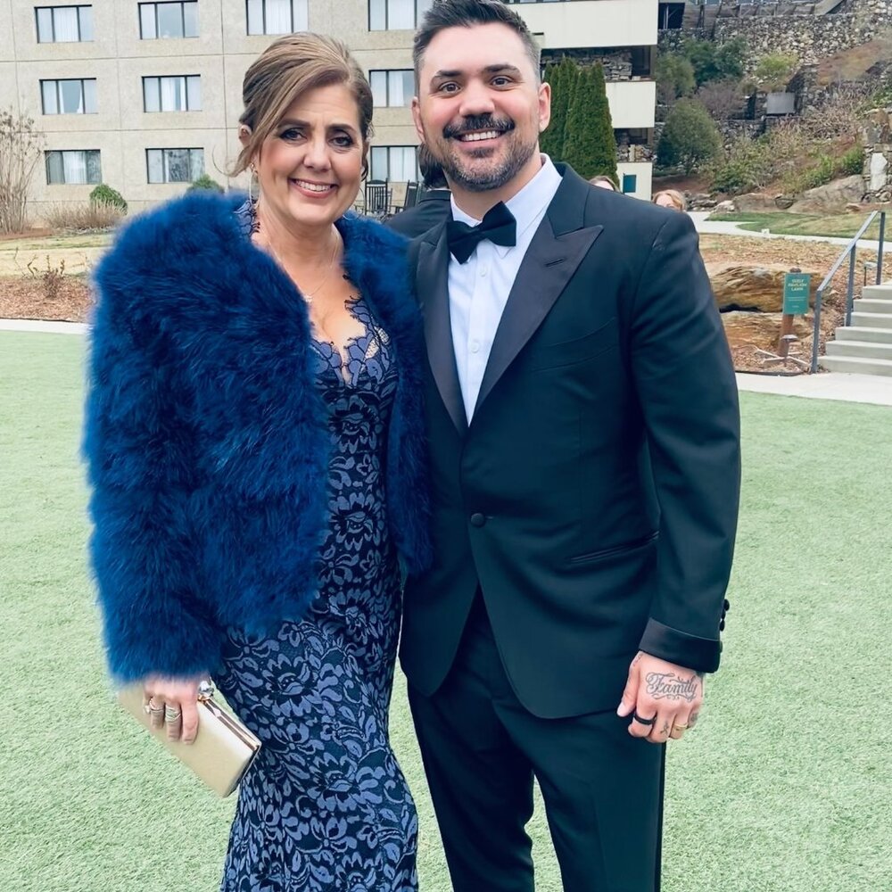 Elegant Evening Gown + Luxe Faux Fur Jacket Set